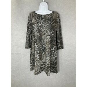 Ciara Sun Woo Animal Print Dress 3/4 Sleeve Casual Made in USA Size‎ S